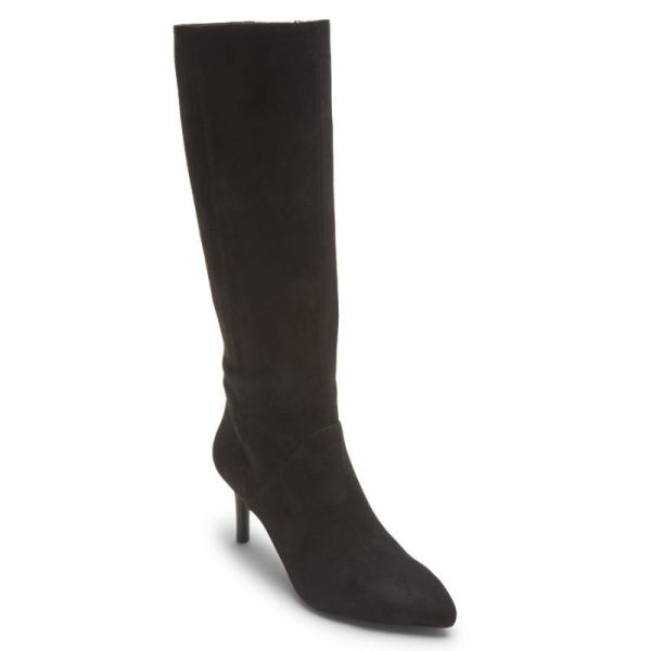 ROCKPORT WOMEN'S TOTAL MOTION ARIAHNNA TALL BOOT-BLACK FAUX SUEDE