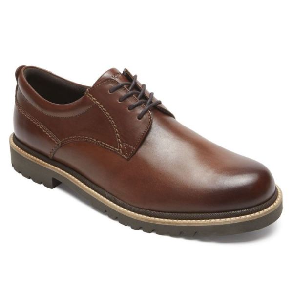 ROCKPORT MEN'S MARSHALL PLAIN TOE OXFORD-DARK BROWN LEATHER - Click Image to Close