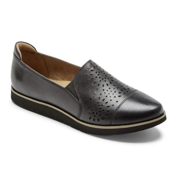 ROCKPORT WOMEN'S COBB HILL LACI TWIN-GORE SLIP-ON-BLACK LEATHER - Click Image to Close