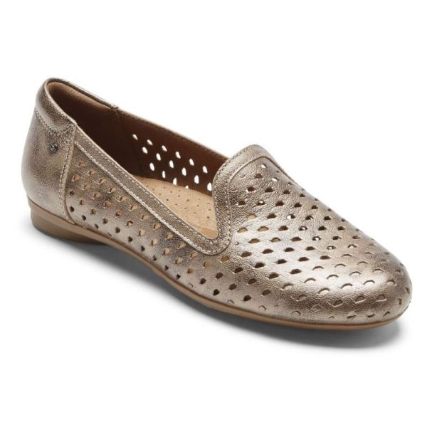 ROCKPORT WOMEN'S COBB HILL MAIIKA WOVEN SLIP-ON-METALLIC LEATHER