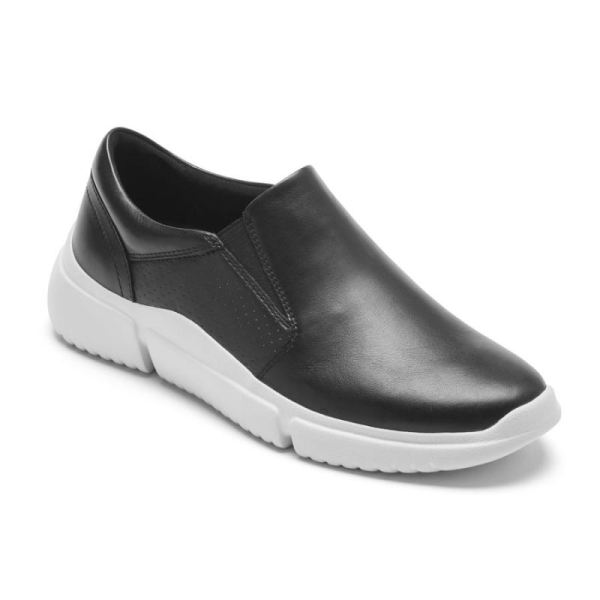 ROCKPORT WOMEN'S R-EVOLUTION WASHABLE SLIP-ON SNEAKER-BLACK WASHABLE W/WHITE SOLE