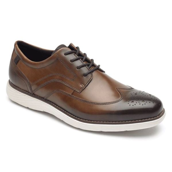 ROCKPORT MEN'S GARETT WINGTIP OXFORD-COGNAC