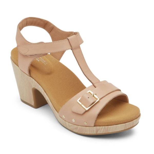 ROCKPORT WOMEN'S VIVIANNE T-STRAP SANDAL-MACADAMIA