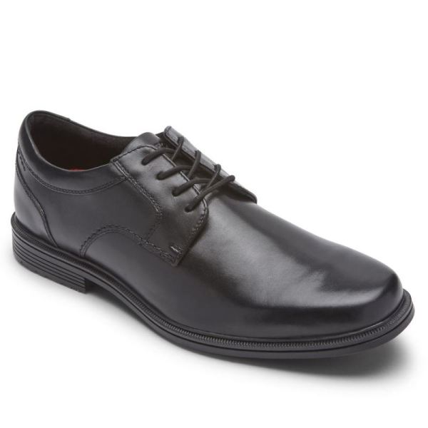 ROCKPORT MEN'S TAYLOR PLAIN TOE OXFORD-WATERPROOF-BLACK - Click Image to Close