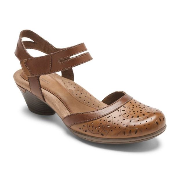 ROCKPORT WOMEN'S COBB HILL LAUREL PERFORATED MARY JANE-TAN - Click Image to Close