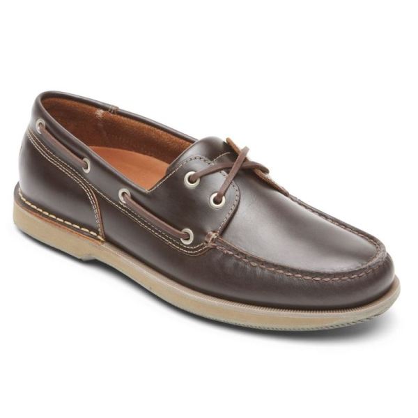 ROCKPORT MEN'S PERTH BOAT SHOE-BEESWAX/DARK BROWN L - Click Image to Close