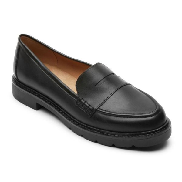 ROCKPORT WOMEN'S KACEY PENNY LOAFER-BLACK LEATHER - Click Image to Close