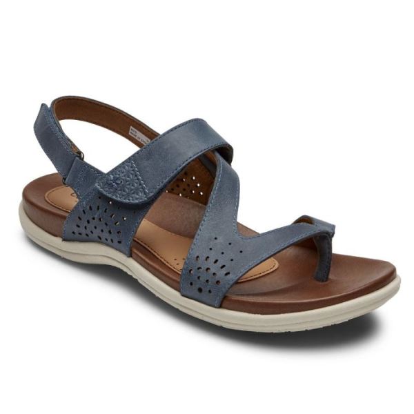 ROCKPORT WOMEN'S COBB HILL RUBEY THONG SANDAL-BLUE