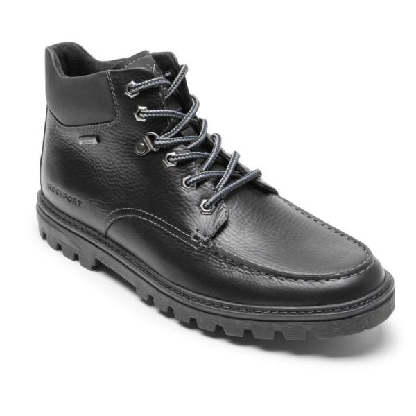 ROCKPORT MEN'S WEATHER OR NOT MOC TOE BOOT-WATERPROOF-BLACK LEATHER - Click Image to Close