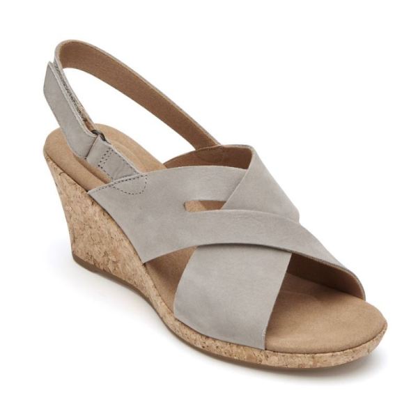 ROCKPORT WOMEN'S BRIAH SLOT SLINGBACK SANDAL-DOVE NUBUCK - Click Image to Close