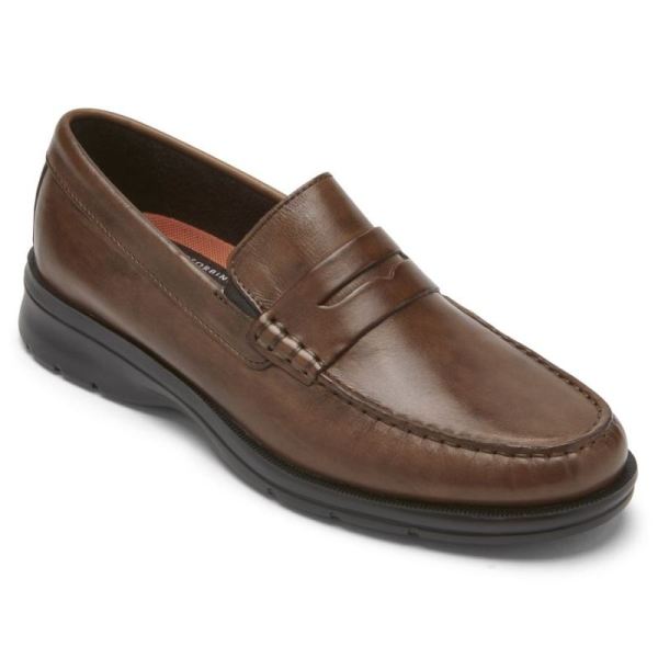 ROCKPORT MEN'S PALMER PENNY LOAFER-COGNAC ANTIQUE - Click Image to Close