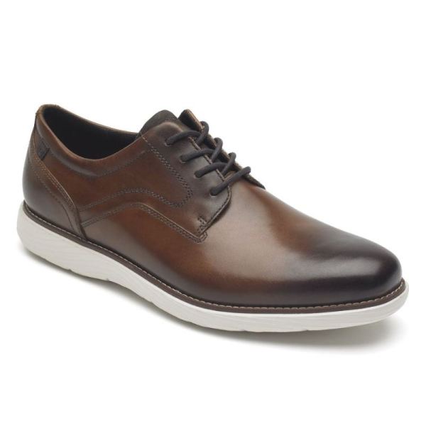 ROCKPORT MEN'S GARETT PLAIN TOE OXFORD-COGNAC