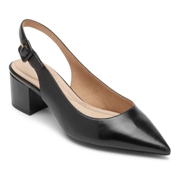 ROCKPORT WOMEN'S TOTAL MOTION NOELLE SLINGBACK HEEL-BLACK LEATHER - Click Image to Close