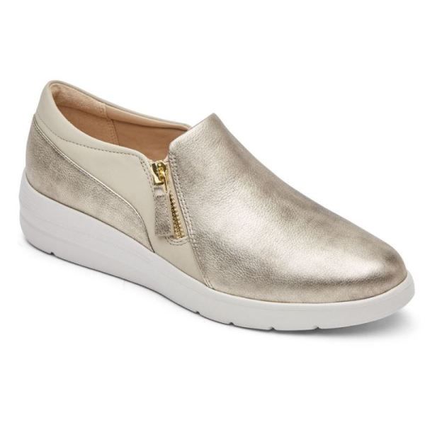 ROCKPORT WOMEN'S TOTAL MOTION LILLIE SIDE ZIP SNEAKER-STARLIGHT