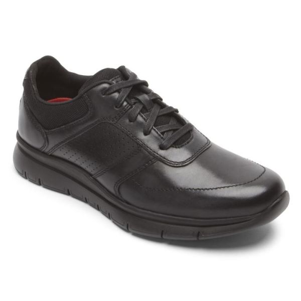 ROCKPORT MEN'S PRIMETIME CASUAL SNEAKER-TRIPLE BLACK SMOOTH LEA