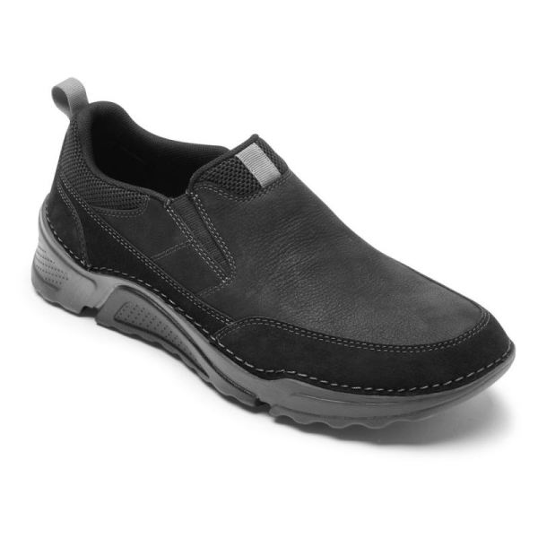 ROCKPORT MEN'S ROCSPORTS SLIP-ON-BLACK LEATHER/NUBUCK