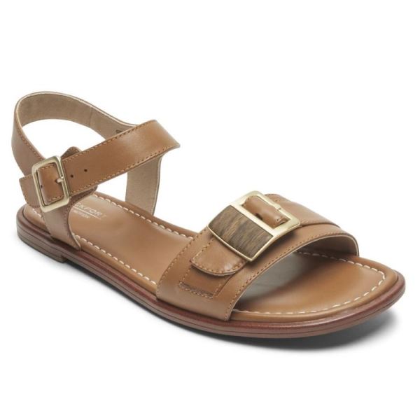 ROCKPORT WOMEN'S TOTAL MOTION ZADIE BUCKLE SANDAL-CUMIN LEATHER