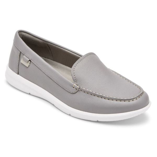 ROCKPORT WOMEN'S AYVA WASHABLE LOAFER-HEATHER GREY WASHABLE LEATHER - Click Image to Close