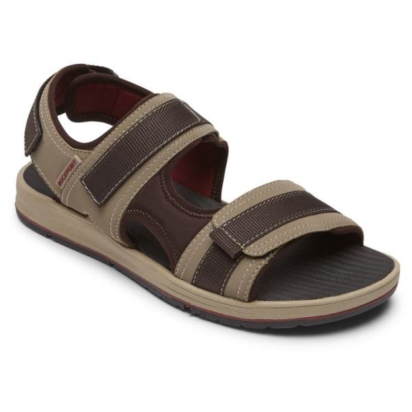 ROCKPORT MEN'S LUCKY BAY SPORT 3 STRAP SANDAL-TAN - Click Image to Close