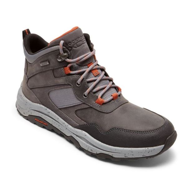 ROCKPORT MEN'S XCS PATHWAY MID BOOT-WATERPROOF-STEEL GREY LEATHER/SUEDE