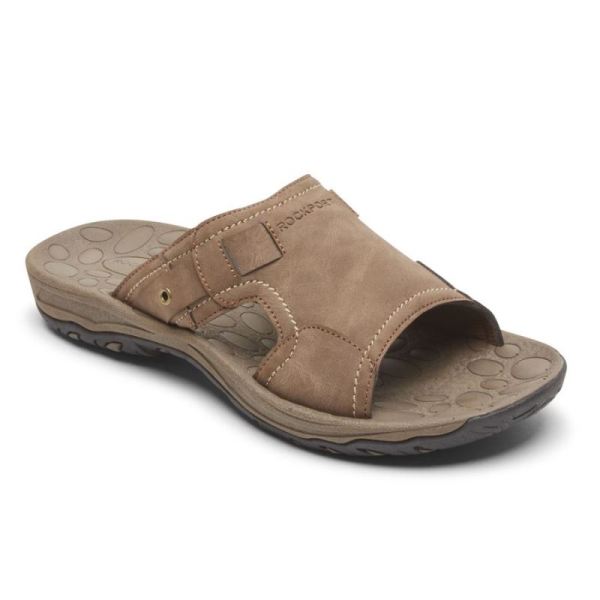 ROCKPORT MEN'S HAYES SLIDE SANDAL-TAUPE - Click Image to Close