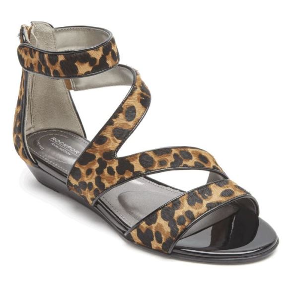 ROCKPORT TOTAL MOTION ZANDRA STRAPPY SANDAL-TAN LEOPARD