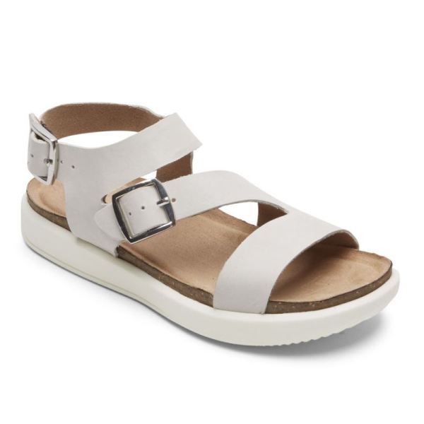 ROCKPORT WOMEN'S KELLS BAY ASYMMETRICAL SANDAL-LIGHT GREY