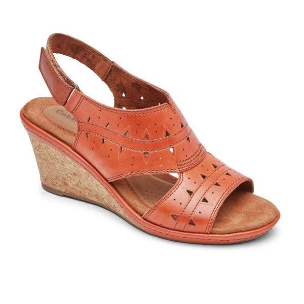 ROCKPORT WOMEN'S COBB HILL JANNA PERFORATED SLINGBACK-RUSSET