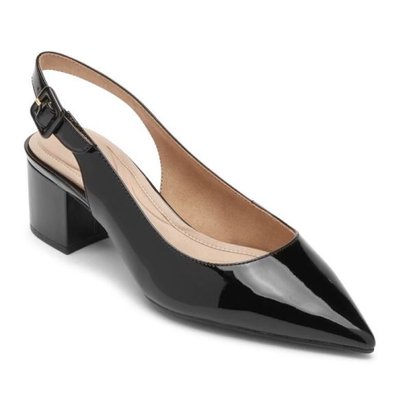 ROCKPORT WOMEN'S TOTAL MOTION NOELLE SLINGBACK HEEL-BLACK PATENT