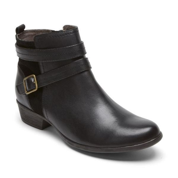 ROCKPORT WOMEN'S CARLY STRAP BOOT-BLACK - Click Image to Close