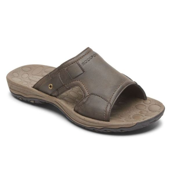 ROCKPORT MEN'S HAYES SLIDE SANDAL-BROWN - Click Image to Close