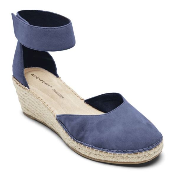 ROCKPORT WOMEN'S MARAH ANKLE STRAP WEDGE SANDAL-Denim