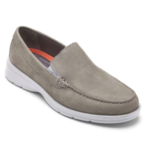 ROCKPORT MEN'S PALMER VENETIAN LOAFER-GREY NUBUCK