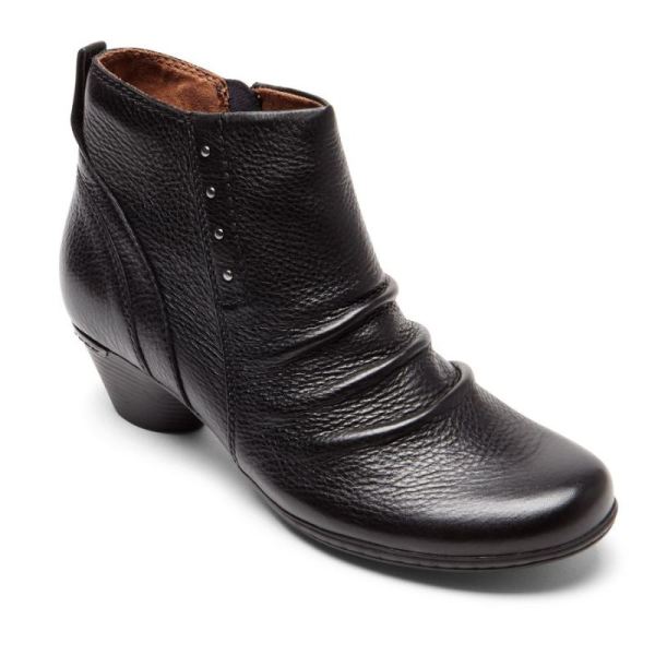 ROCKPORT WOMEN'S COBB HILL LAUREL RIVETED BOOTIE-BLACK LEATHER - Click Image to Close