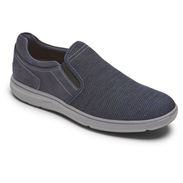 ROCKPORT MEN'S ZADEN SLIP-ON-NAVY NUBUCK/MESH