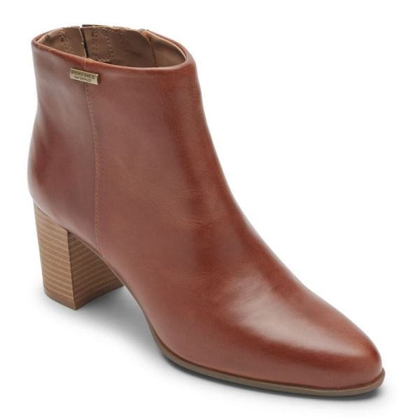 ROCKPORT WOMEN'S CAMDYN BOOTIE-TAN LEATHER WATERPROOF