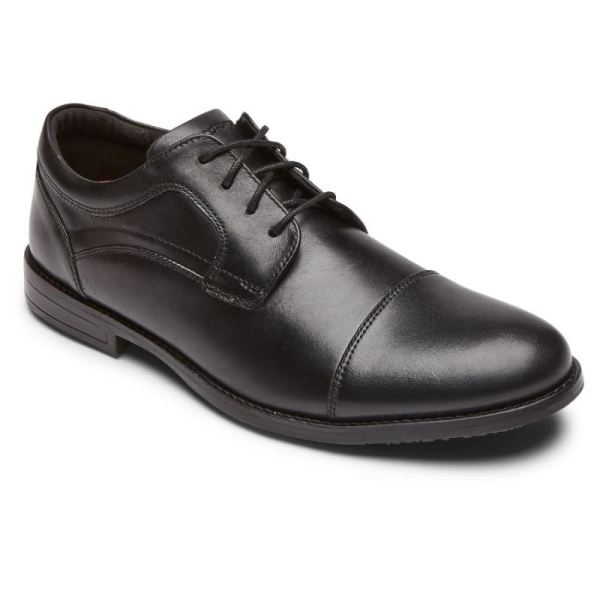 ROCKPORT MEN'S MYKEL CAP TOE OXFORD-BLACK - Click Image to Close