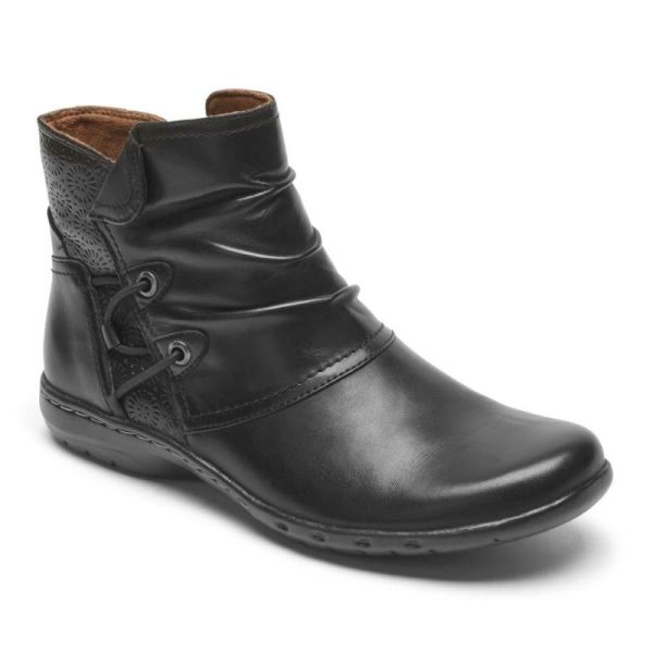 ROCKPORT WOMEN'S COBB HILL PENFIELD RUCHED BOOT-BLACK LEATHER - Click Image to Close