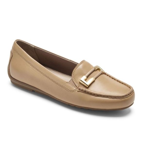 ROCKPORT WOMEN'S TOTAL MOTION DRIVER ORNAMENT LOAFER-MACADAMIA - Click Image to Close