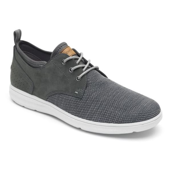 ROCKPORT MEN'S ZADEN PLAIN TOE OXFORD-PEWTER NUBUCK/MESH