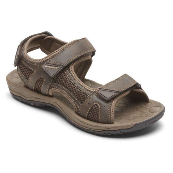 ROCKPORT MEN'S HAYES QUARTER-STRAP SANDAL-BROWN