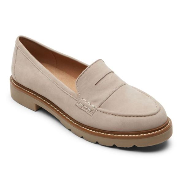 ROCKPORT WOMEN'S KACEY PENNY LOAFER-TAUPE NUBUCK - Click Image to Close