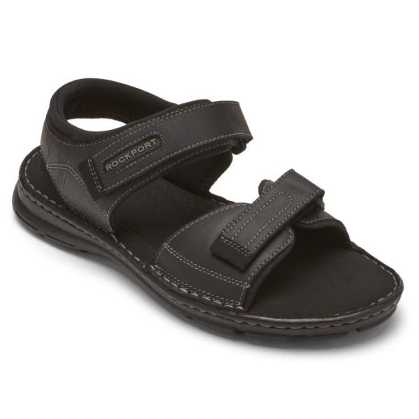 ROCKPORT MEN'S DARWYN QUARTER-STRAP SANDAL-BLACK LEATHER 2