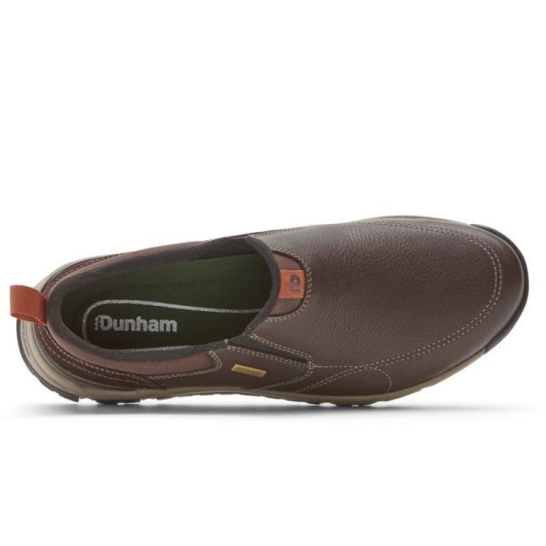 ROCKPORT MEN'S GLASTONBURY SLIP-ON-WATERPROOF-BROWN LEATHER/SUEDE - Click Image to Close