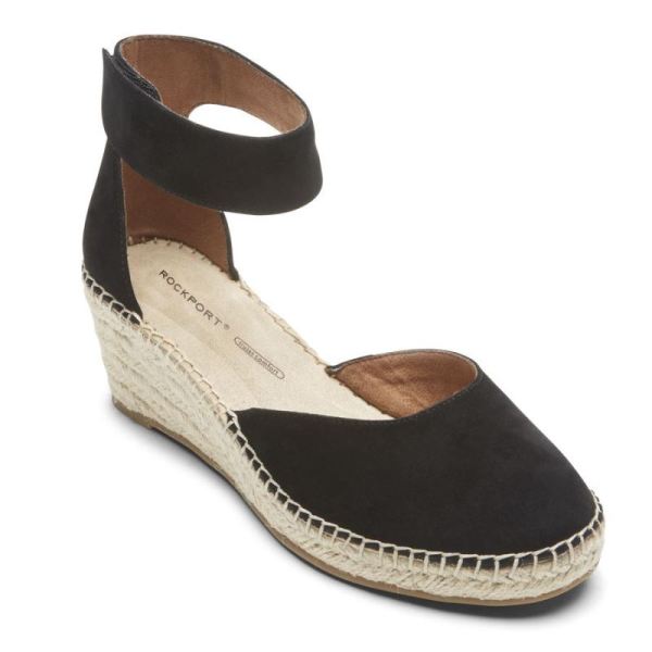 ROCKPORT WOMEN'S MARAH ANKLE STRAP WEDGE SANDAL-Black - Click Image to Close