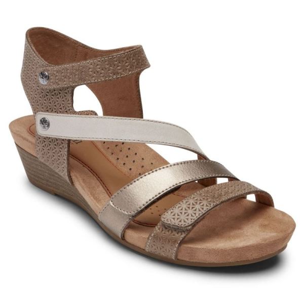 ROCKPORT WOMEN'S COBB HILL HOLLYWOOD 4-STRAP SANDAL-DOVE MULTI