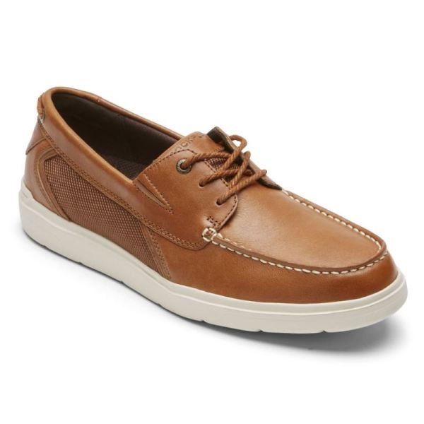 ROCKPORT MEN'S TOTAL MOTION LITE BOAT SHOE-TAN