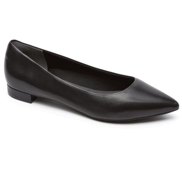 ROCKPORT WOMEN'S TOTAL MOTION ADELYN BALLET FLAT-BLACK BURN CALF - Click Image to Close