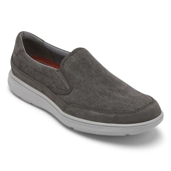 ROCKPORT MEN'S BECKWITH SLIP-ON-MAGNET GREY CANVAS/NUBUCK - Click Image to Close