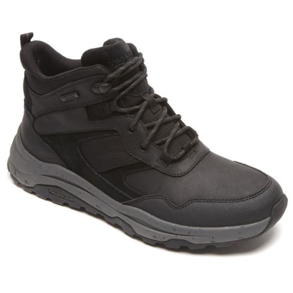 ROCKPORT MEN'S XCS PATHWAY MID BOOT-WATERPROOF-BLACK LEATHER/SUEDE - Click Image to Close